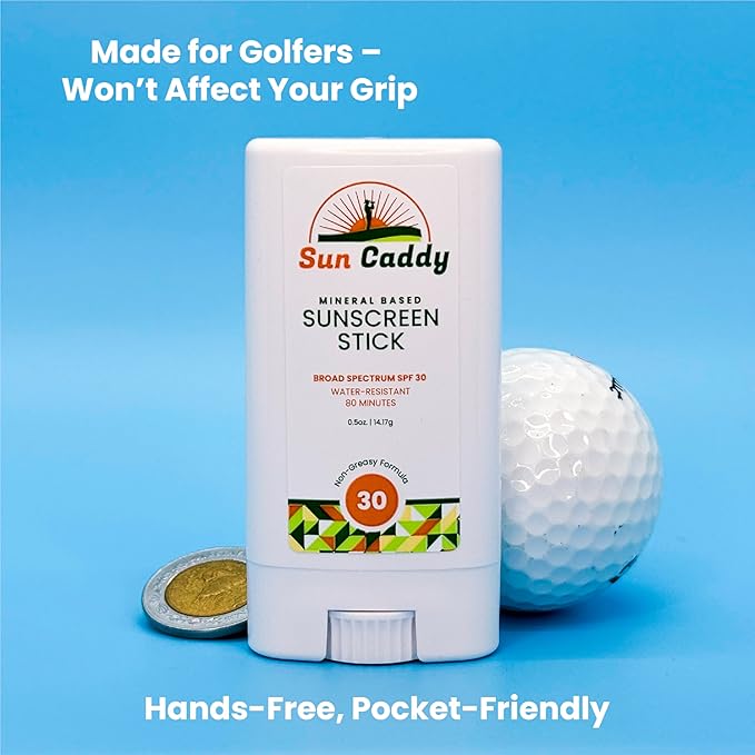 Mineral Sunscreen Stick SPF 30 - Zinc Oxide Sunblock for Golfers & Athletes, Non-Greasy Grip, Sweat Resistant, Travel Size