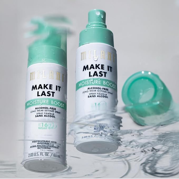 Milani Make It Last Moisture Boost Setting Spray - Alcohol Free Waterproof Makeup Finishing Mist - Hydrating & Soothing Formula for Sensitive Skin - 2 Count