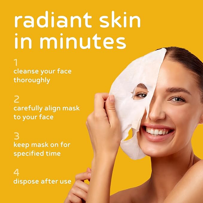 PB & JAY Purenature Facial Mask – Premium Quality Korean Sheet Mask for Dry Skin – Korean Collagen Essence Hydrating Facemask Sheet (Honey)