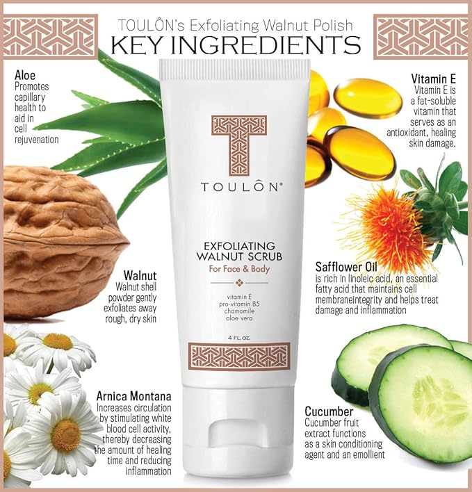 Exfoliating Face Scrub - Exfoliate Scrub - Face and Body; Walnut Facial Exfoliator. Great Exfoliant for Women or Men