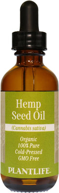 Plantlife Hemp Seed Carrier Oil - Cold Pressed, Non-GMO, and Gluten Free Carrier Oils - for Skin, Hair, and Personal Care - 2 oz