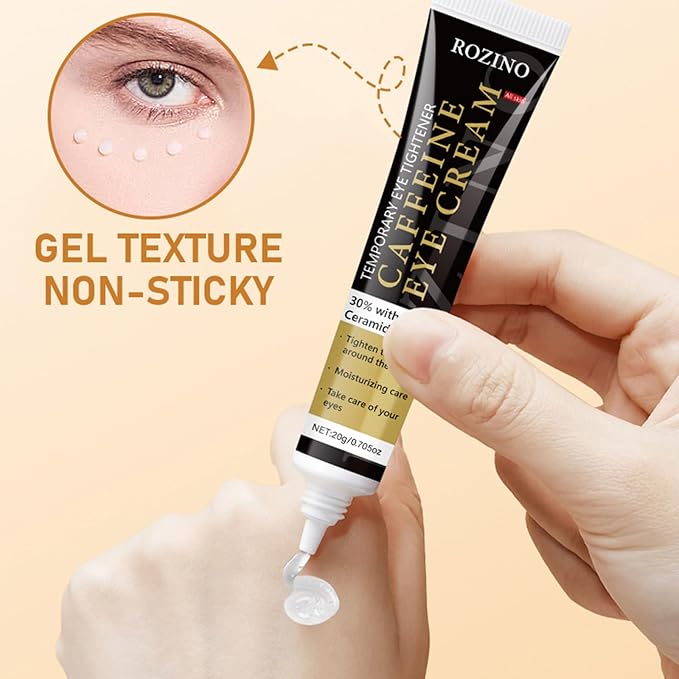 Caffeine Eye Cream for Dark Circles & Puffiness, Hydrating Under Eye Treatment with Ceramides, Coconut Oil, Fights Fine Lines, Lightweight Formula (0.7OZ)