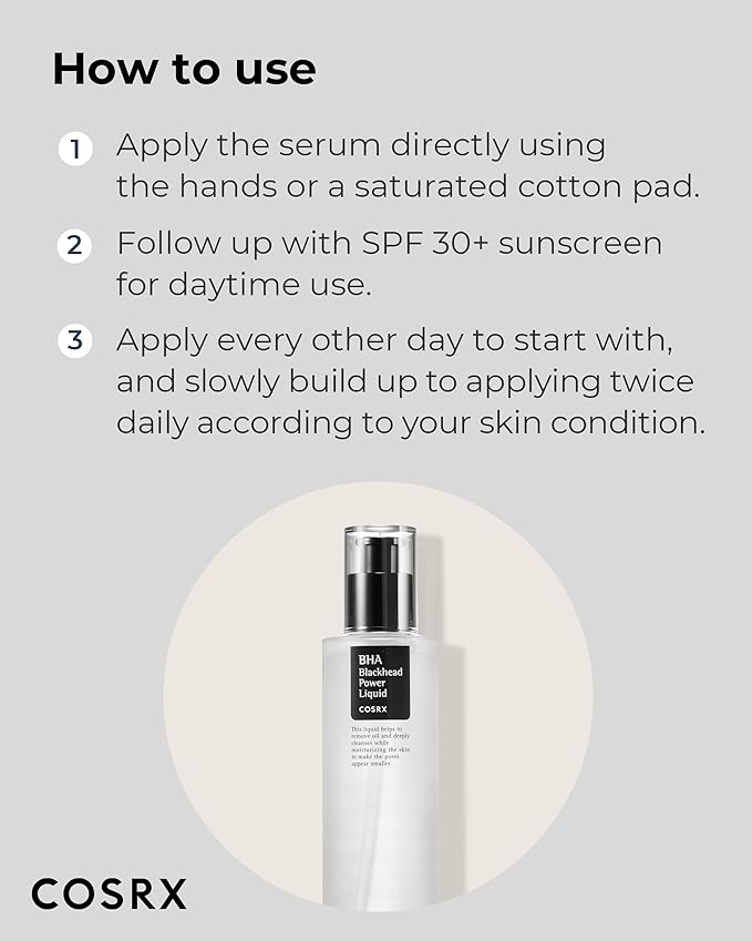 COSRX Niacinamide 2% + BHA 4% Blackhead Exfoliant Toner 3.38 fl.oz / 100ml, Korean Toner, Blackhead Remover, Pore Minimizer for Enlarged Pores, for All Skin Types, Korean Skin Care