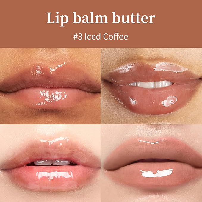 BAISEN DIARY Summer Special Lip Butter Balm - Ultra-Hydrating, Nourishing Lip Care with Natural Ingredients, Shea Butter & Olive Butter, Soothes & Softens Dry Lips (#3 lced Coffee)