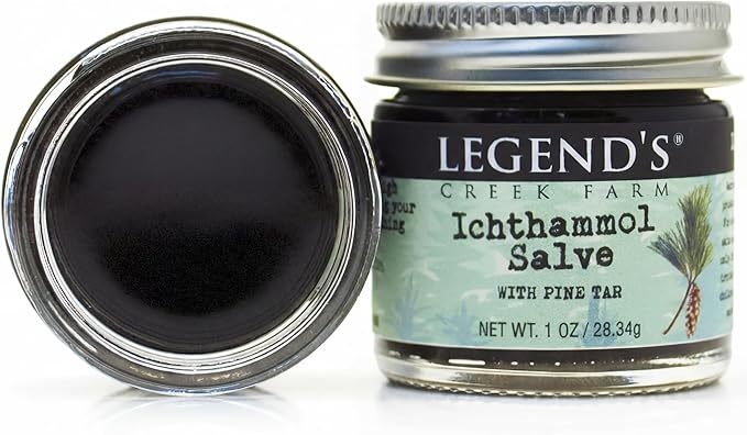 Legend's Creek Farm Herbal Salve - Healing Ointment with 20% Ichthammol Drawing Salve - Natural Balm for Stings, & Splinters - 1 oz - Handmade in USA (Ichthammol Pine Tar)