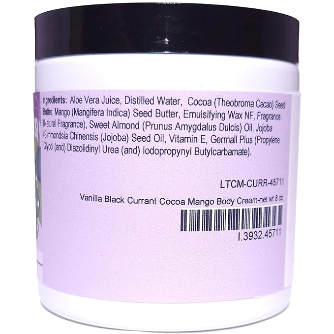 Blossom to Bath Vanilla Black Currant Cocoa Mango Body Cream (8 Ounce) - Natural Fragrance - Feels Like A Lotion And Works Like A Butter with a Sensuous Berry Scent