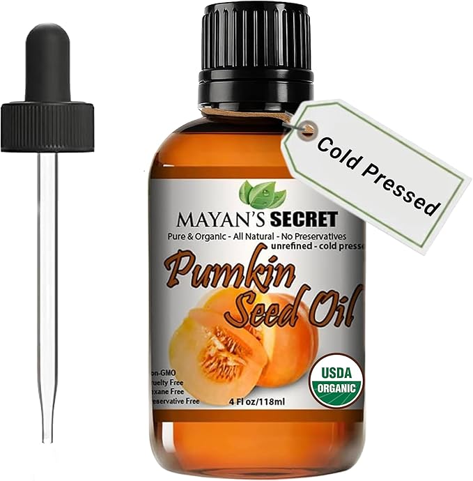 Pumpkin Seed Oil USDA Certified Organic Cold Pressed Virgin, Natural Moisturizer for Dry Hair Rough Skin, and Nails