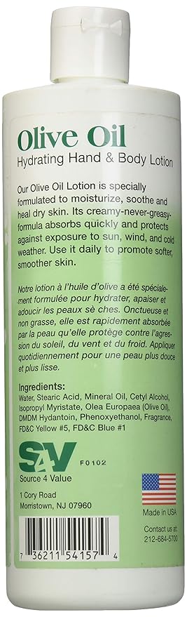 S4v Hydrating Hand & Body Lotion for Normal To Dry Skin, Olive Oil, 16 Oz