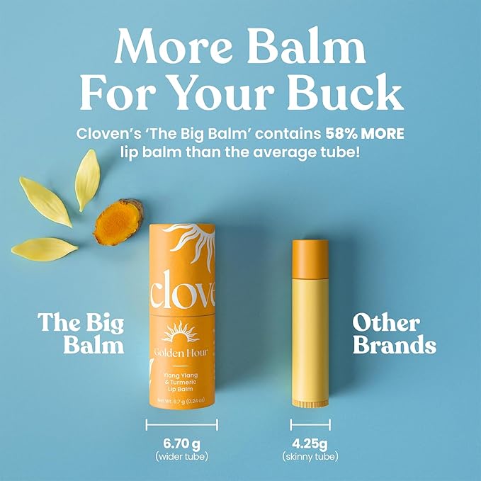Cloven Tallow Lip Balm, Deep Hydration for Lips, Face & Dry Skin | Natural Grass-Fed, Organic Ingredients, Nourishes & Protects | Ylang-Ylang & Turmeric | Made in the USA