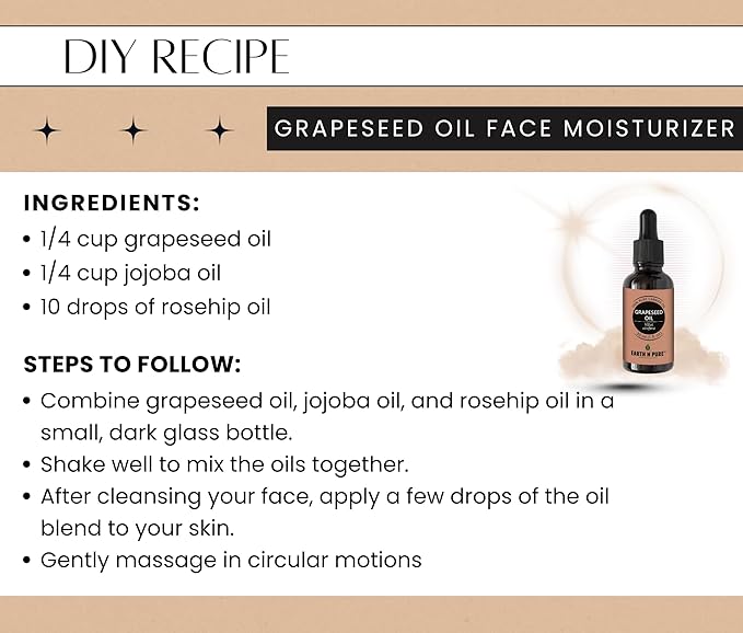Earth N Pure Grapeseed Oil Cold Pressed, Natural and Therapeutic Grade 30 ml