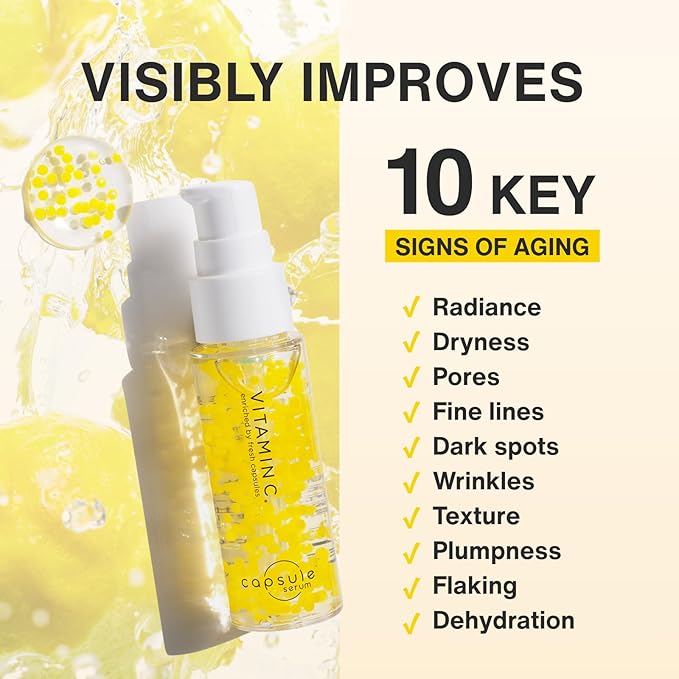 Capsule Serum with New Packaging,BEAUTY SERUM WITH VITAMIN C, V Serum, 1.0 fl oz (30 ml), Vitamin C Derivative, Concentrate, Rough, Dullness, Dry