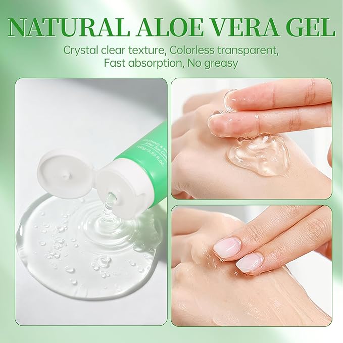 100x2 ML Aloe Vera Gel – 99% Organic Pure Aloe Vera Hydrating Face & Body Moisturizer, Natural Aloe Cream for Dry Skin, Sunburn, Acne, Soothing & Moisturizing for Face Body Hair