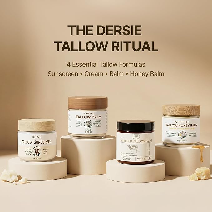 (Pack of 2) Dersie Tallow Sunscreen SPF 30 – Mineral UV Defense with Non-Nano Zinc Oxide – Face & Body Sun Protection for Adults & Kids – 100% Grass-Fed Beef Tallow for Moisture Retention (2.12 oz)