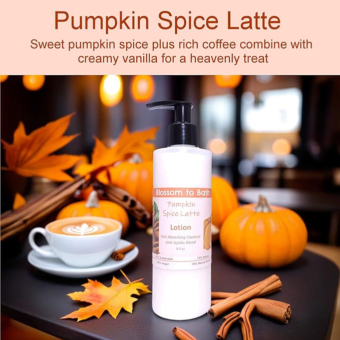 Blossom to Bath Pumpkin Spice Latte Lotion (8 Ounce) - Phthalate Free Fragrance - Absorbs Quickly with a Warm Vanilla Spice Scent