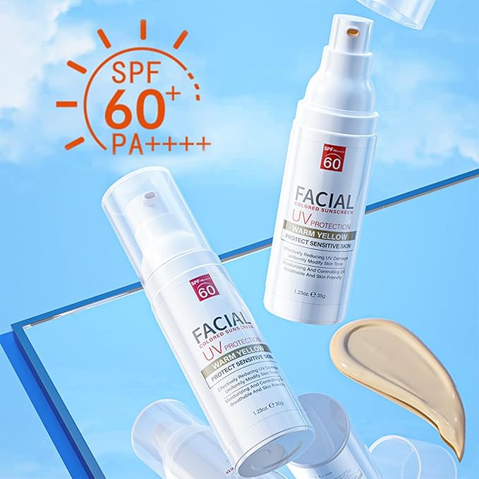 Tinted Sunscreen, Tinted Moisturizer with SPF, Tinted Sunscreen for Face, Tinted SPF 60, Oil Control & Moisturizing Skin Tone Correcting, Radiance Skin, Perfect for Mothers Day Gifts &Beach Must Haves