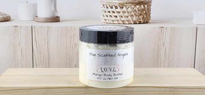 TSA Handmade Whipped Mango Love Body Butter Cream, Luxury Body Lotion for Dry Skin, Daily Moisturizing Shea Butter, Sunflower Oil, Mothers, Fathers, Women, Men, Teens, 4.5 oz Jar