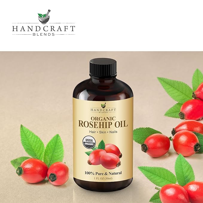 Handcraft Blends Organic Rosehip Oil - 1 Fl Oz - 100% Pure and Natural - Premium Grade Oil for Face, Skin and Hair - Protect and Nourish - Carrier Oil