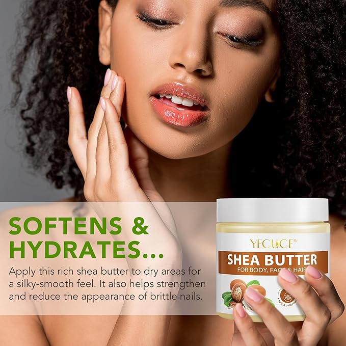 Pure Organic Shea Butter Raw, Unrefined Body & Face Butter, 100% Pure & Natural Body Butter for Dry, Cracked Skin, Stretch Marks & Anti-Aging, 7.76 oz