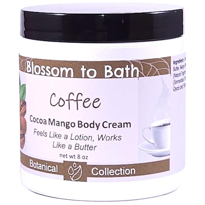 Blossom to Bath Coffee Cocoa Mango Body Cream (8 Ounce) - Natural Fragrance - Feels Like A Lotion And Works Like A Butter with a Rich Coffee-inspired Scent