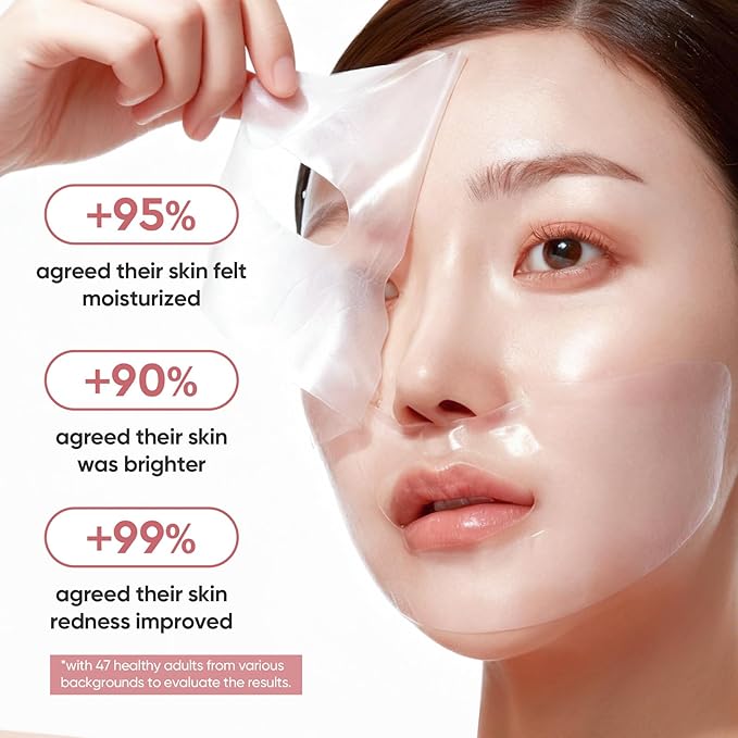 Elvira Bio-Collagen Real Deep Mask, Overnight Hydrating Face Mask with Hyaluronic Acid, Korean Skincare Face Mask for Moisturizing and Firming, Face Masks Sheet for All Skin Types, 4 Pack