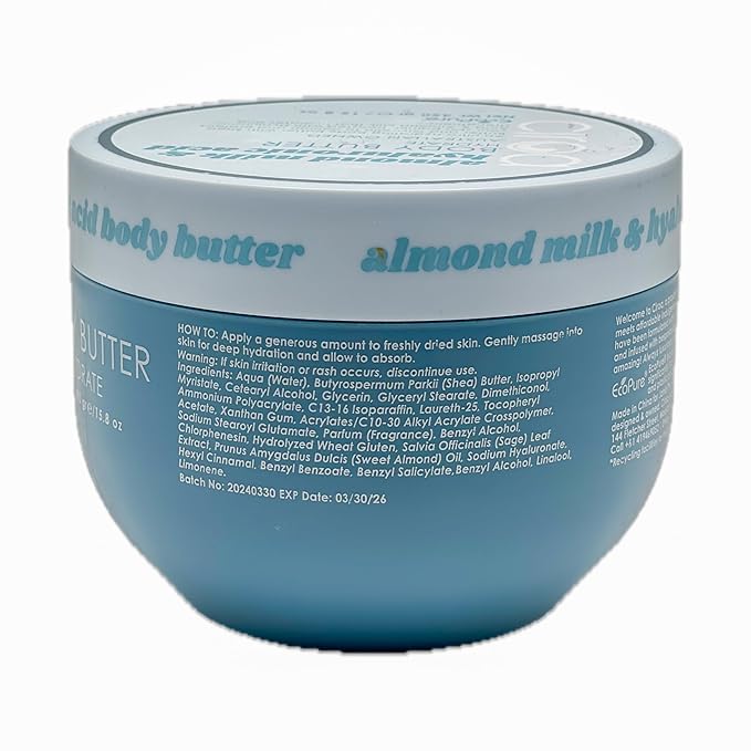 Ciroa Ultra-Hydrating Body Butter With Shea Butter And Glycerin Almond Milk And Hyaluronic Acid 15.8 oz