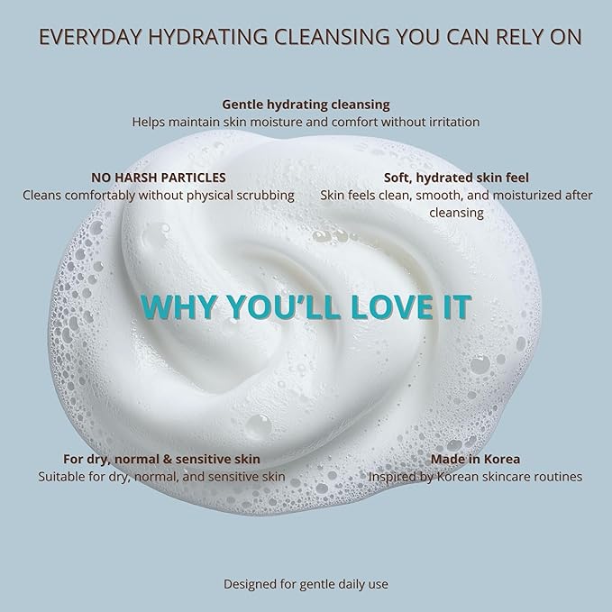 Hyaluronic Acid Cleansing Foam | Korean Foaming Face Wash | Hydrating Daily Cleanser for Dry & Dehydrated Skin | Remover Makeup & Sunscreen | K-Beauty Face Cleanser | 120 ml / 4.06 fl oz.