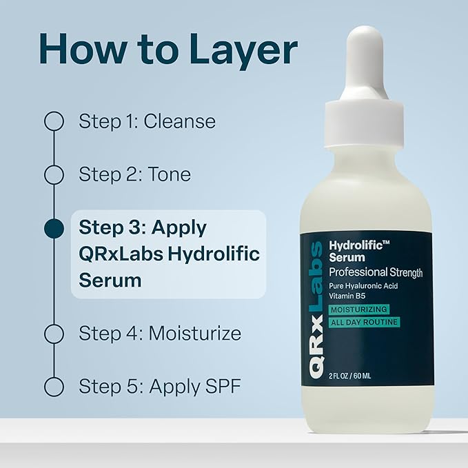 QRxLabs Hyaluronic Acid Serum - Hydration Serum for Face Anti Aging with Vitamin B5 - Face Hydration & Elasticity Boost - Essential Facial Care Formula - 2 Fl Oz, Pack of 1