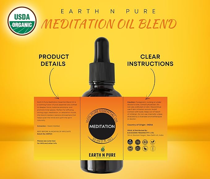 Earth N Pure Essential Oil Blend for Meditation 30 ml