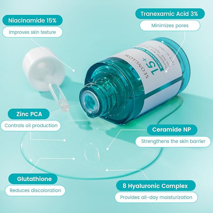15% Vegan Niacinamide+ 3% Tranexamic Acid Serum: Korean Skin Care Niacinamide serum - Pore Minimizer for Face, Glutathione, Zinc PCA, 1.01 fl.oz.(30ml)