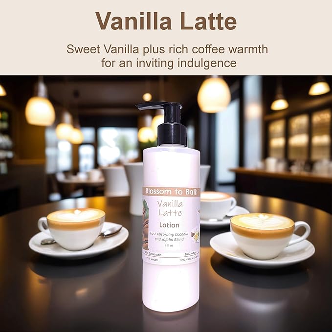 Blossom to Bath Vanilla Latte Lotion (8 Ounce) - Phthalate Free Fragrance - Absorbs Quickly with a Deep Vanilla Scent
