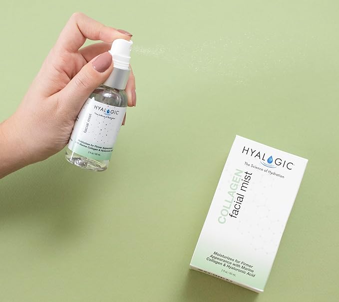 Hyaluronic Acid Collagen Facial Mist—Moisturizer Spray, Non-greasy Hydrating Primer & Makeup Setting Spray – Dye, Fragrance, & Cruelty-Free (2 oz)