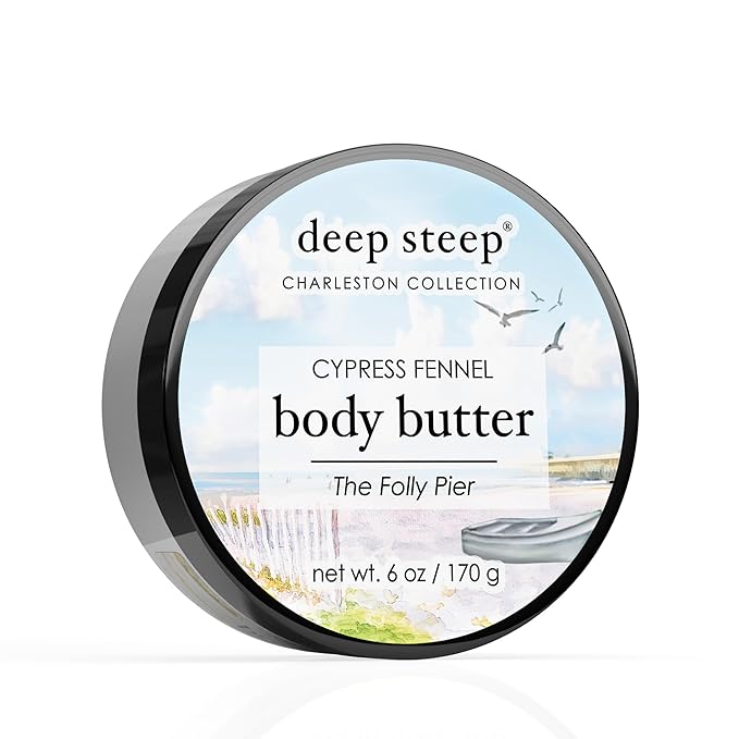 Deep Steep Body Butter, 6 oz – Rich Moisturizer with Ceramides, Coconut Oil, Argan Oil & Aloe Vera – Vegan, Clean Beauty, Smooth & Hydrated Skin (6 Ounces, Cypress Fennel)