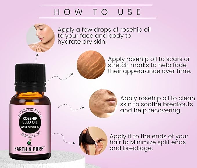 Roseh_ip Oil Cold Pressed, Natural and Therapeutic Grade for Face 50 ml