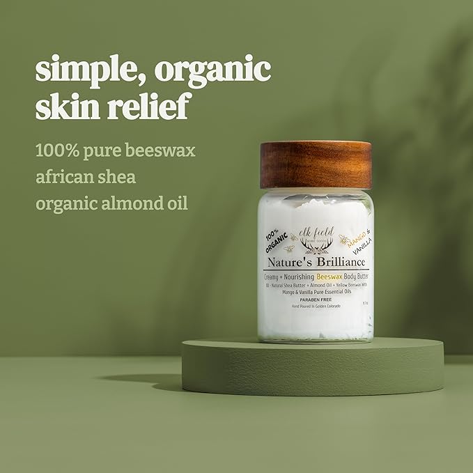 Organic Body Butter with Beeswax |100% Natural & Non Toxic | Organic Lotion with Whipped Shea Butter, Natural Body Butter, Organic Lotion For Women, 8.7oz (Mango Vanilla)