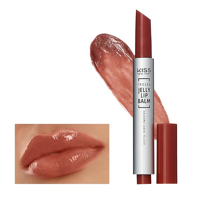KISS NEW YORK Frozen Jelly Lip Balm Pen, High Shine Lip Gloss for Sheer Tint, Hydrating Melting Lipstick With Hyaluronic Acid, Cooling Effect With Menthol, Non-Sticky & Long Lasting (Shimmer Brown)