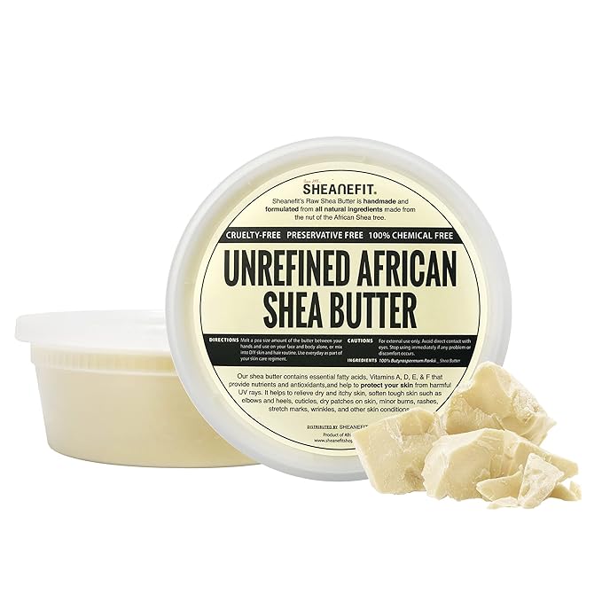Sheanefit Raw Unrefined African Shea Butter, Natural Body Butter, Soft & Smooth Daily Moisturizer For Face & Body Ivory 8oz (Pack of 1)