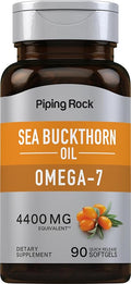 Piping Rock Sea Buckthorn Oil Capsules | 90 Softgels | Sea Buckthorn Berry Extract | with Omega-7 | Gluten Free, Non-GMO