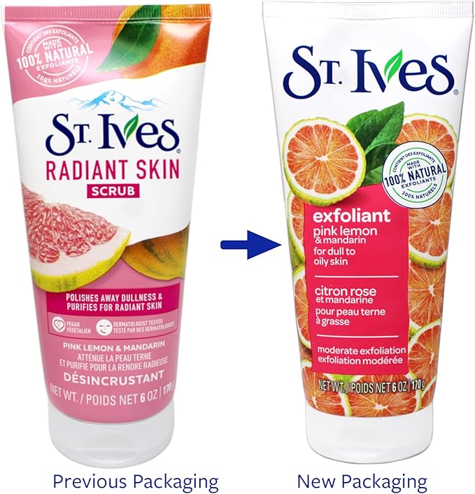 St. Ives Radiant Skin Pink Lemon and Mandarin Orange Face Scrub 6 oz (Pack of 6)