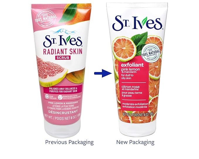St. Ives Radiant Skin Face Scrub, Pink Lemon and Mandarin Orange, 6 oz