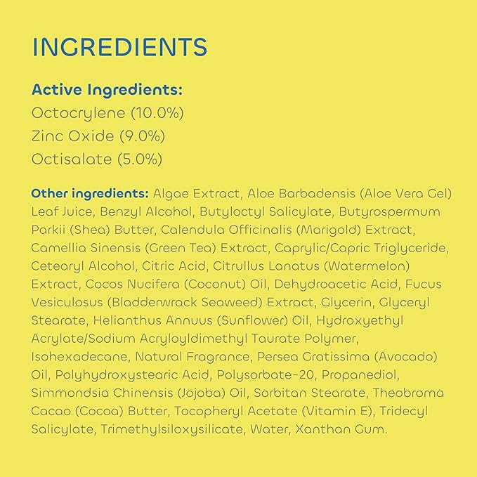 Seaweed Bath Co. Active Sport Defense Cream SPF 50 - Broad Spectrum Hybrid Sunscreen with Zinc Oxide, Aloe & Watermelon - Water Resistant Face and Body Daily Sunblock, 3.4 Ounce (Pack of 2)
