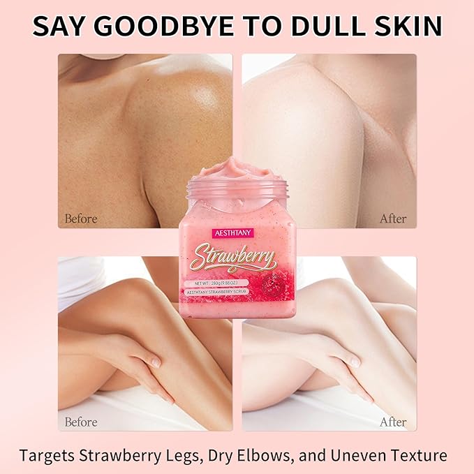 strawberry Body Scrub & Body Scrub Moisturizing and Exfoliating Body, Face, Hand, Foot Scrub,Deep Cleansing (280g, strawberry)