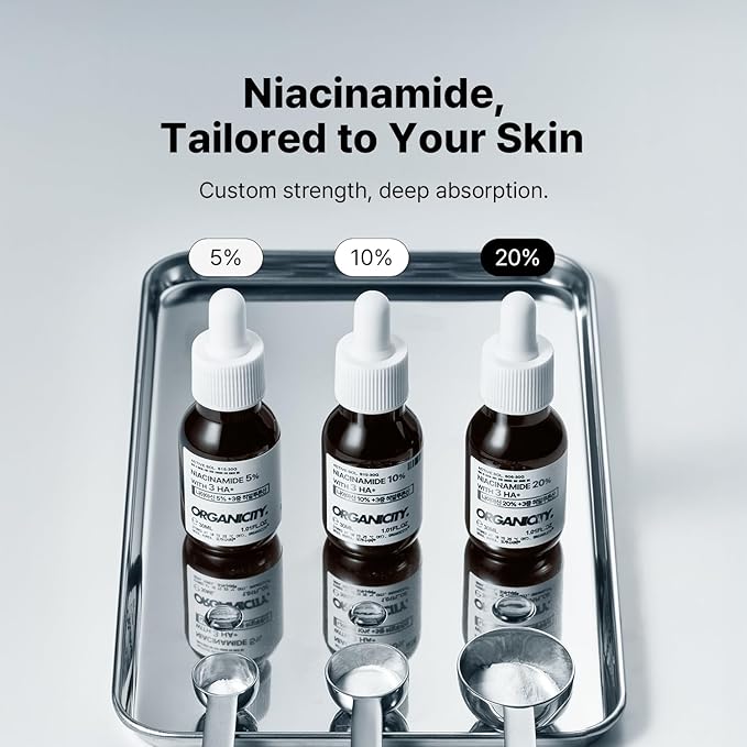 Niacinamide 20% + Hyaluronic Acid 1% Concentrated Serum, 1.01 + 0.16 Fl Oz, Pore Minimizer & Moisturizer Vitamin B3 for Even Skin Tone & Fine Lines