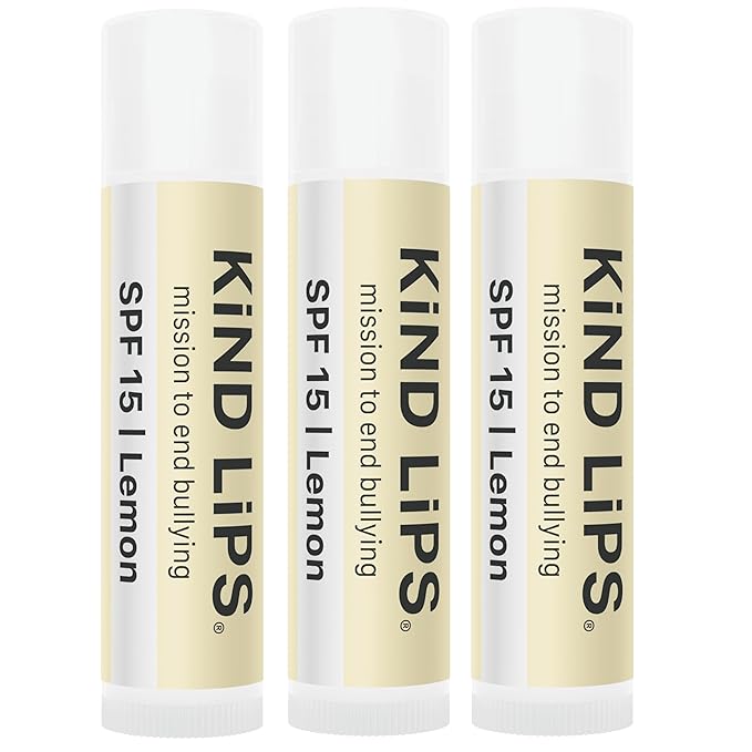 Kind Lips SPF 15 Organic Lemon Lip Balm 3 Pack – Natural Mineral SPF Lip Balm with Zinc Oxide Sunscreen – Beeswax Lip Care for Dry, Cracked Lips – Hypoallergenic, Petroleum Free, Non Toxic, Reef Safe