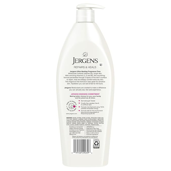 Jergens Ultra Healing Dry Skin Lotion,Hand and Body Moisturizer for Quick Absorption into Extra Dry Skin with Hydralucence Blend,Vitamins C,E and B5,White,21 oz,(Pack of 2)