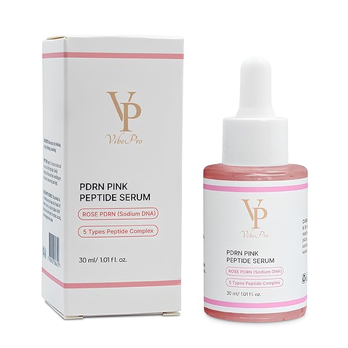 VP VibePro PDRN Pink Peptide Serum, Hydrating Facial Serum with Rose PDRN (Sodium DNA), 5-Type Peptide Complex & Hyaluronic Acid, Brightening & Firm-Looking, Korean Skincare, 30 ml