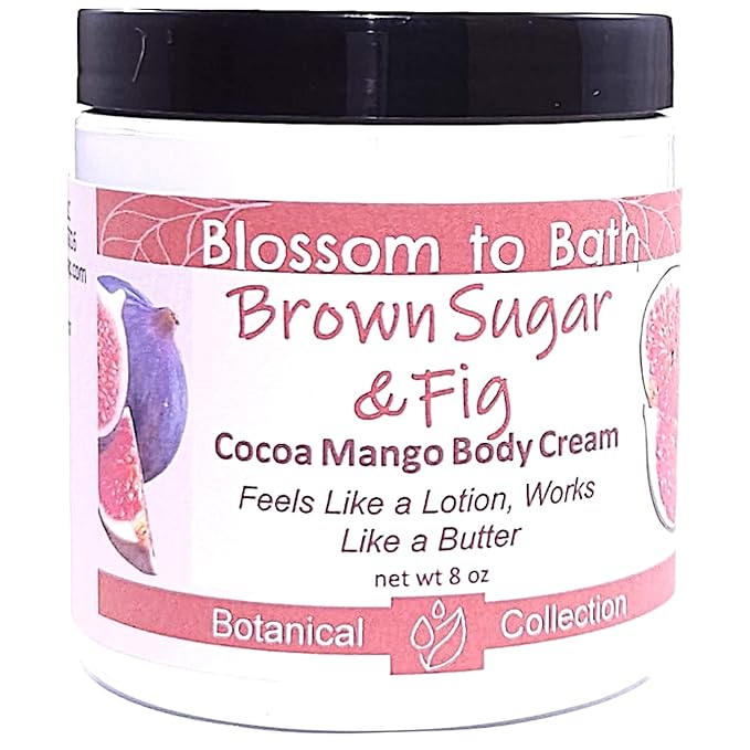 Blossom to Bath Brown Sugar & Fig Cocoa Mango Body Cream (8 Ounce) - Natural Fragrance - Feels Like A Lotion And Works Like A Butter with a Rich Fruity Scent