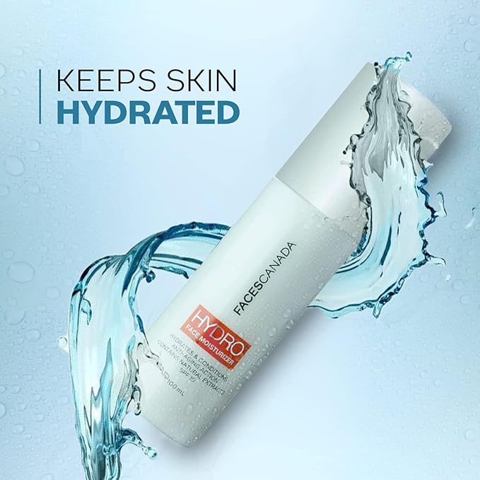 FACESCANADA Hydro Face Moisturizer | Hydrates & Conditions Skin | Anti Aging with Natural Extracts | SPF 15 Sun Protection | Lightweight Daily Cream | 3.38 Fl Oz (100ml)