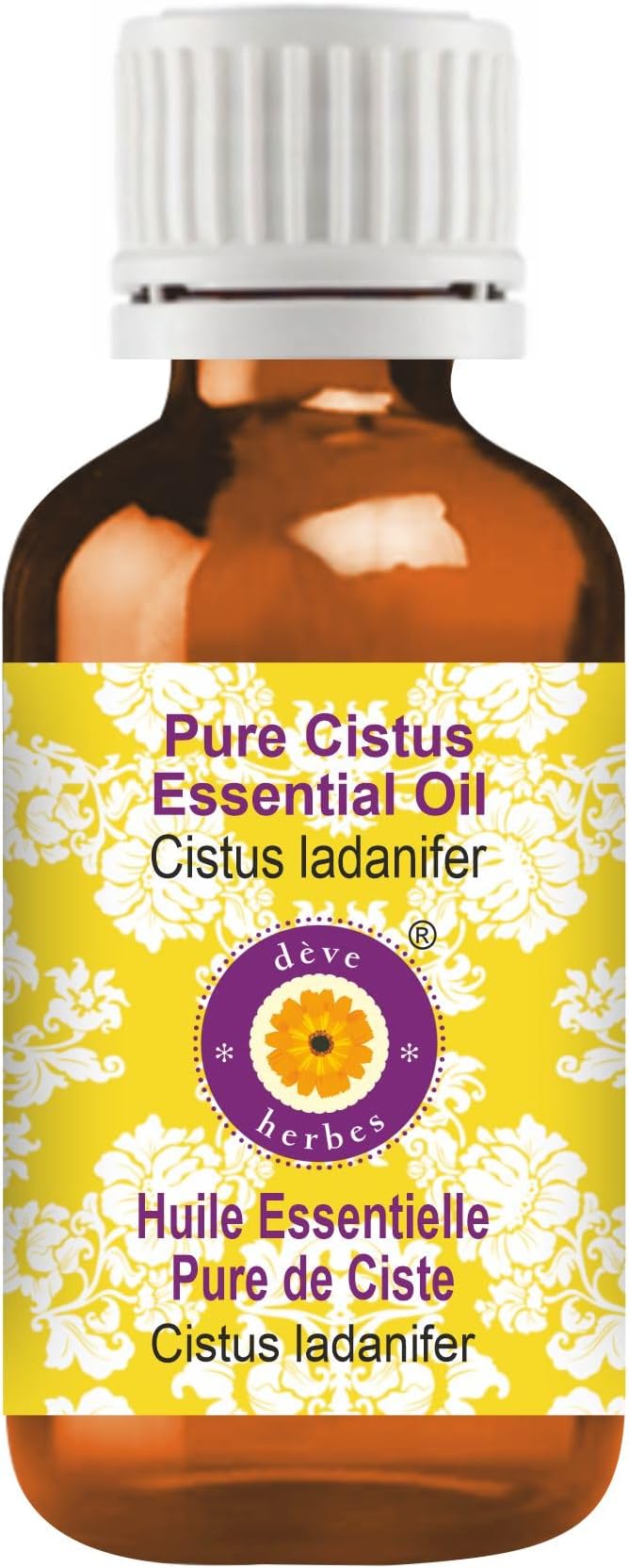 Deve Herbes Pure Cistus Essential Oil (Cistus ladanifer) Steam Distilled 50ml (1.69 oz)