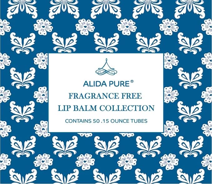 Fragrance Free 50 Tube Lip Balm Collection, Unscented, Vegan, Bees Wax Free, Coconut Oil Free, with Organic Jojoba and Avocado Oil, Vitamin E, For Dry, Chapped, or Cracked Lips, 50 Tubes