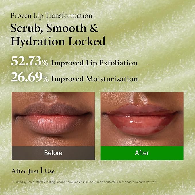 FULLY Green Tomato Smoothie Sugar Lip Scrub, Gentle Lip Exfoliator with Organic Sugar & Tomato Seed Oil for Smooth, Hydrated Lips, Vegan Daily Lip Polish for Dry, Flaky Lips, Korean Skincare, 0.42 oz